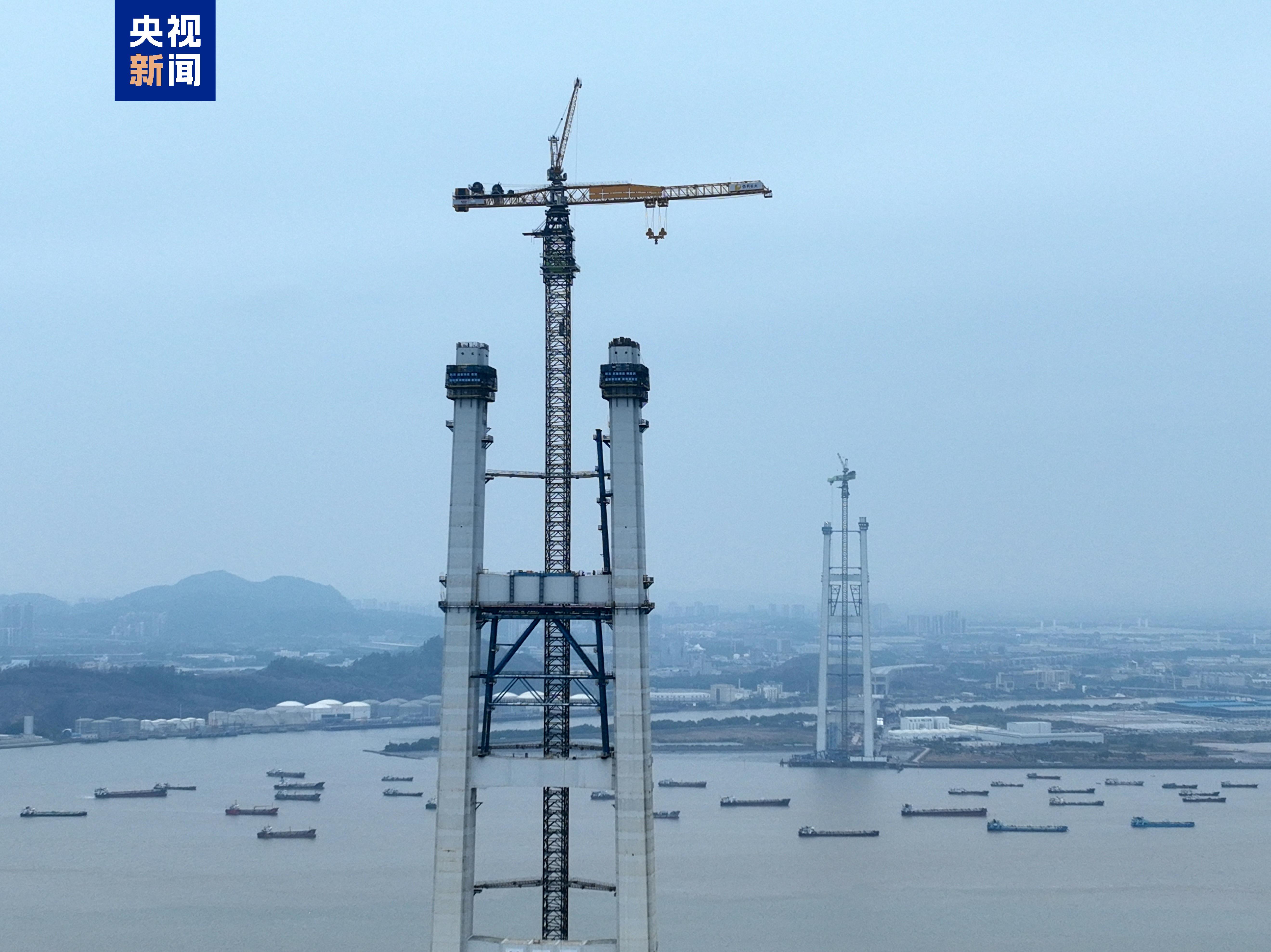 狮子洋通道主桥桥塔突破300米 计划4月封顶