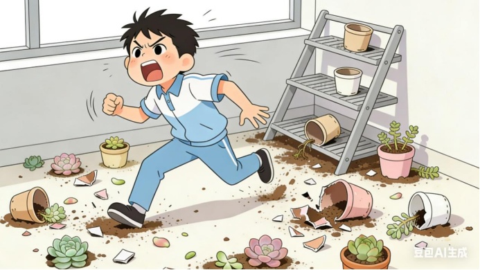 “是你逼我的！”妈妈推门看到一幕瞬间暴怒 儿子不服怒砸十多盆花