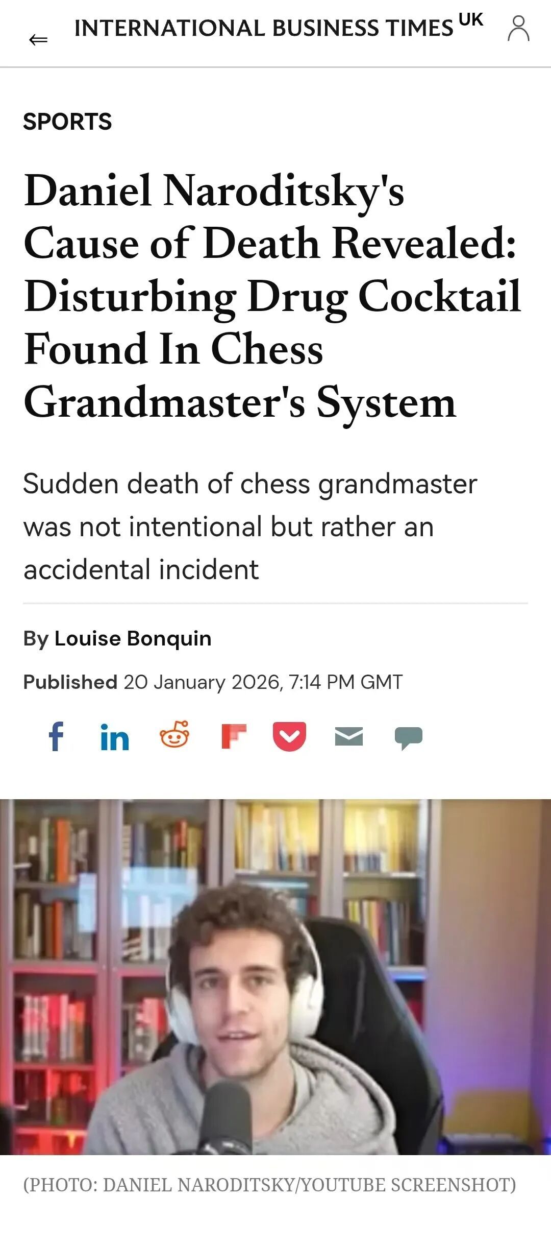 美国29岁国际象棋大师死因公布：摄入兴奋剂和类阿片物质引发意外中毒死亡