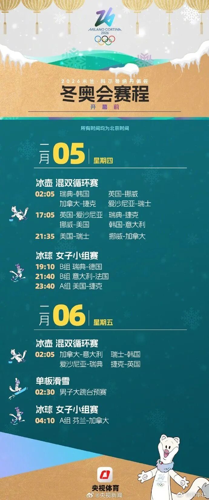 收藏！米兰冬奥会运动员名单公示（附赛程日历）