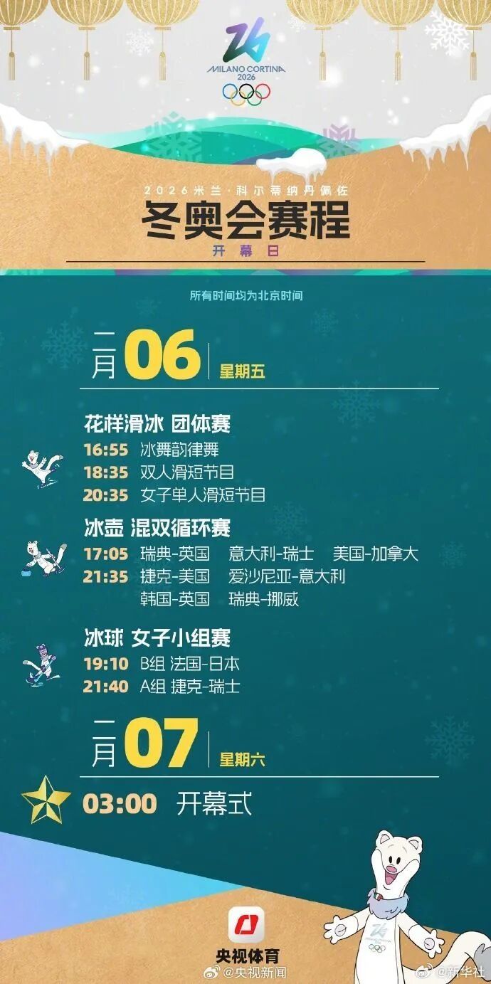 收藏！米兰冬奥会运动员名单公示（附赛程日历）