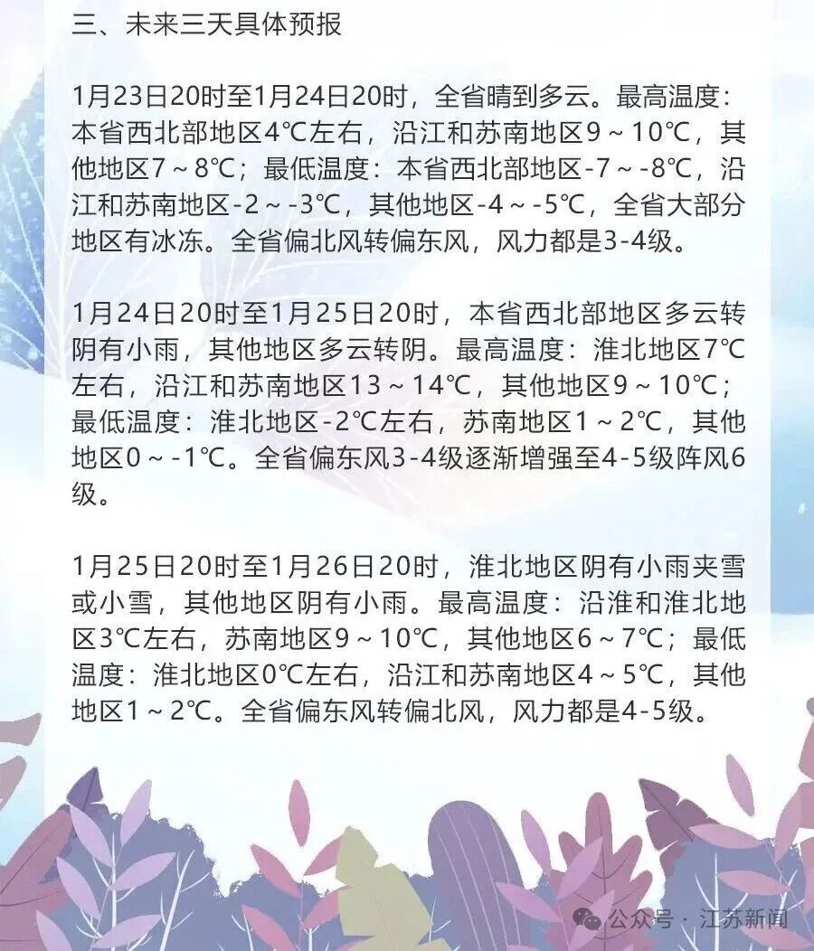 要下雪了！江苏发布降雪范围预报