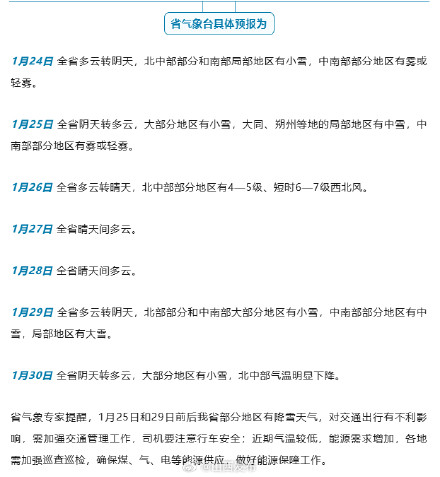 未来7天山西有雪雾大风降温