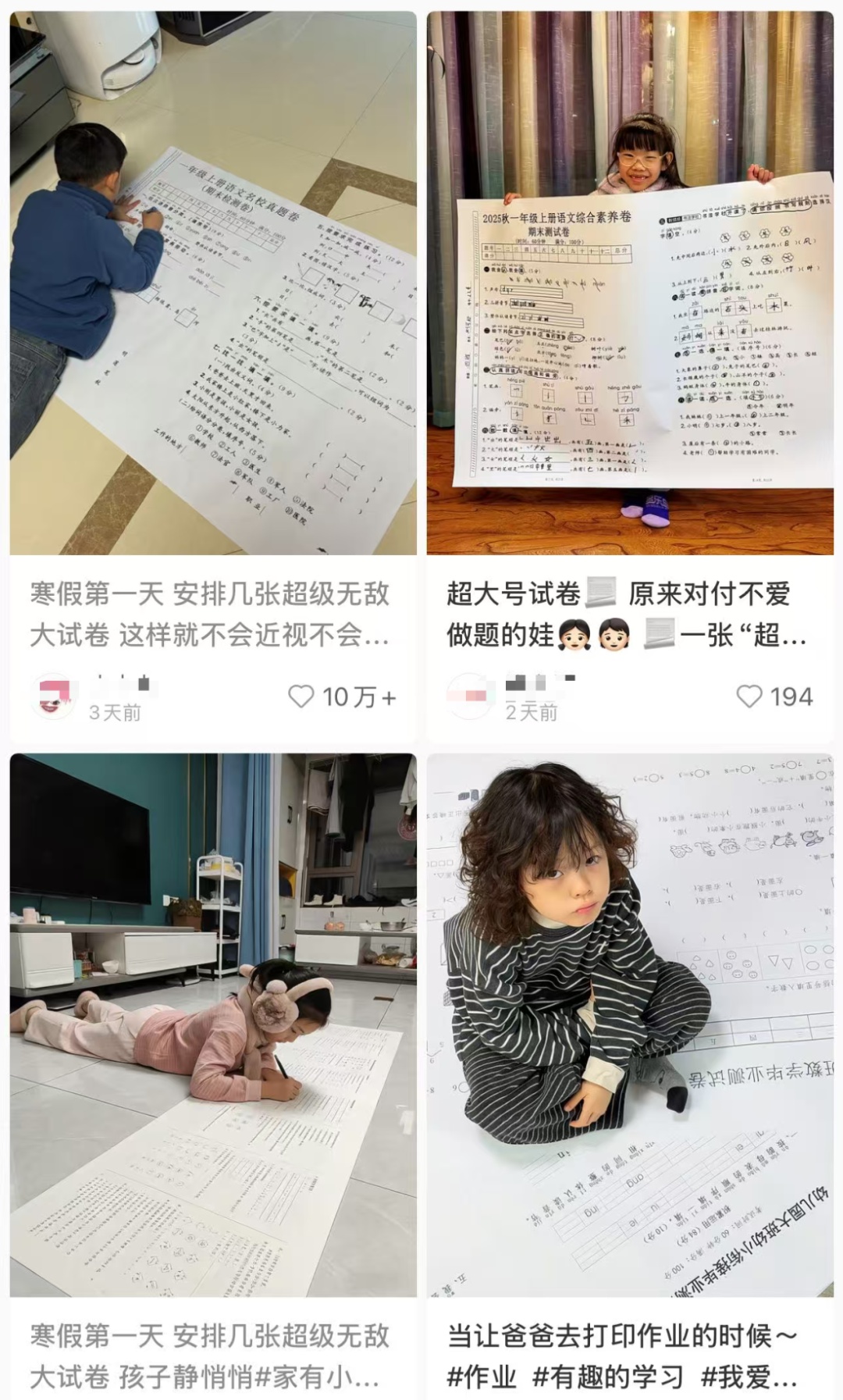 超大版寒假练习卷火了！"打印一张15元""做完一套后还想做"