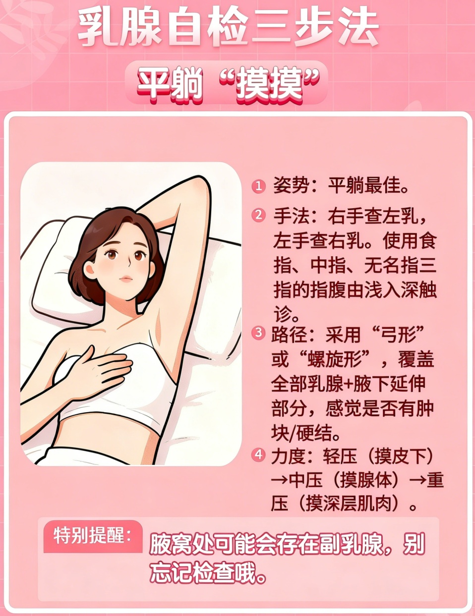乳腺自查“一看、二摸、三挤”，每个女性都该掌握的自我保健法，中年女性每月必检