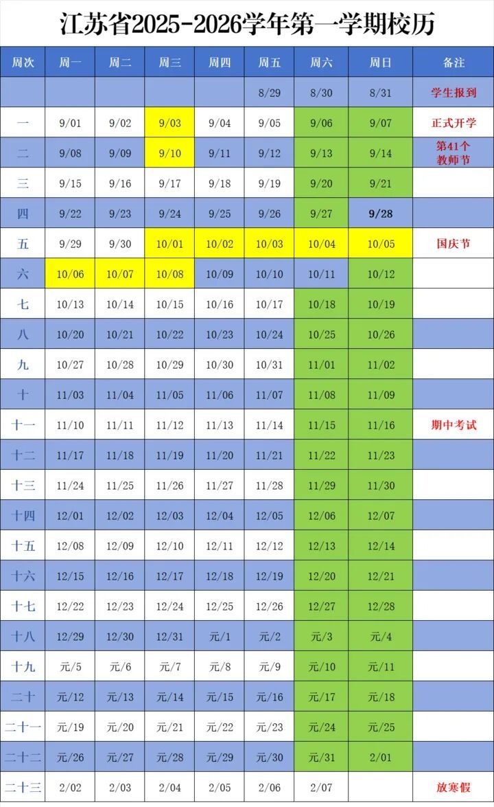 南京中小学考试放假和开学安排公布