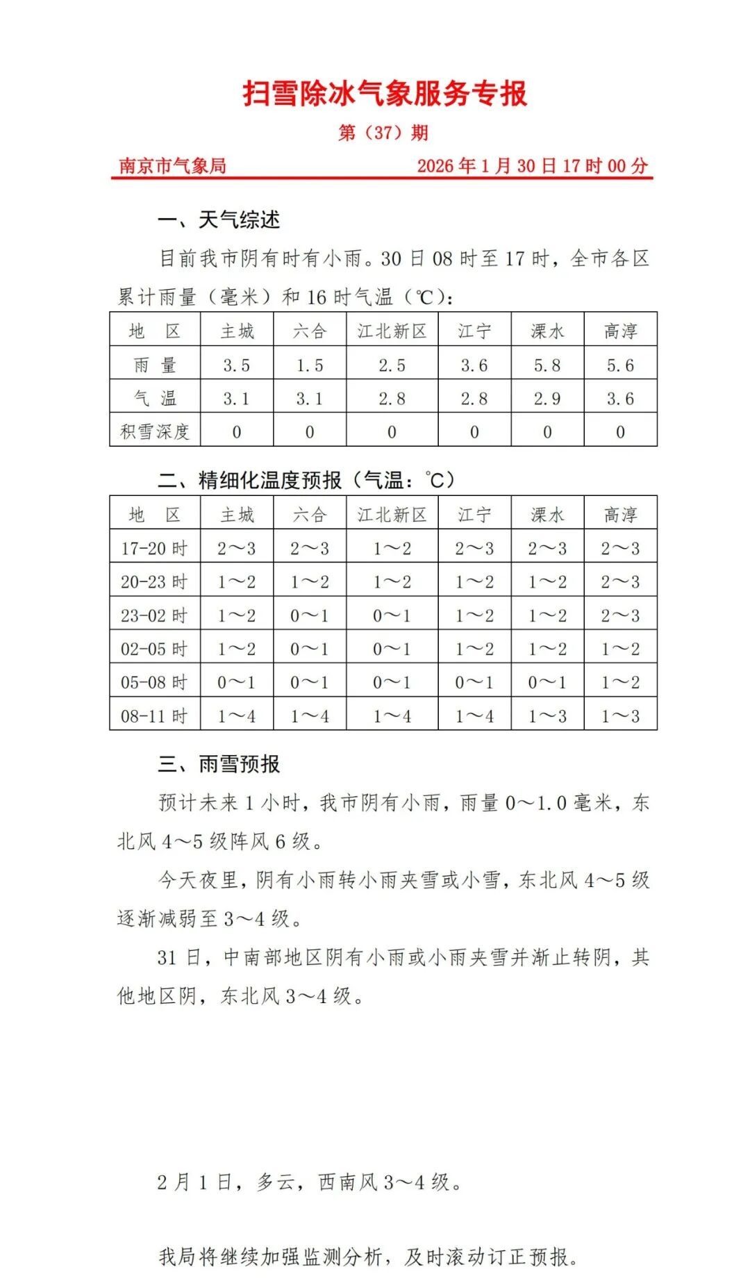 雨雪即将到达！南京人注意：减少不必要出行