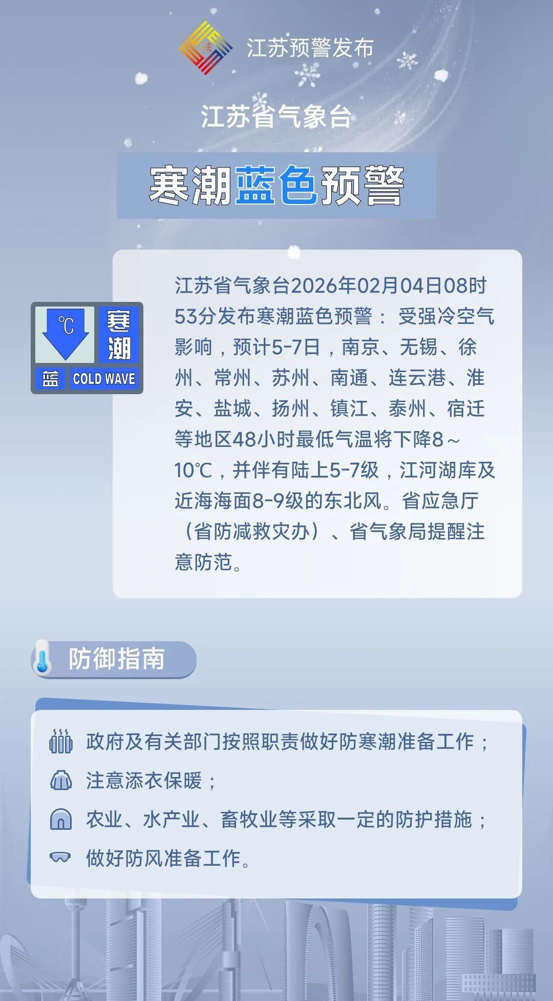 江苏要下雪了！江苏气象发布降雪范围和降雪量预报