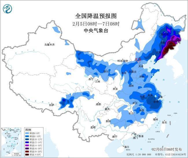 寒潮+大风蓝色预警！中东部大部气温将下降6至10℃