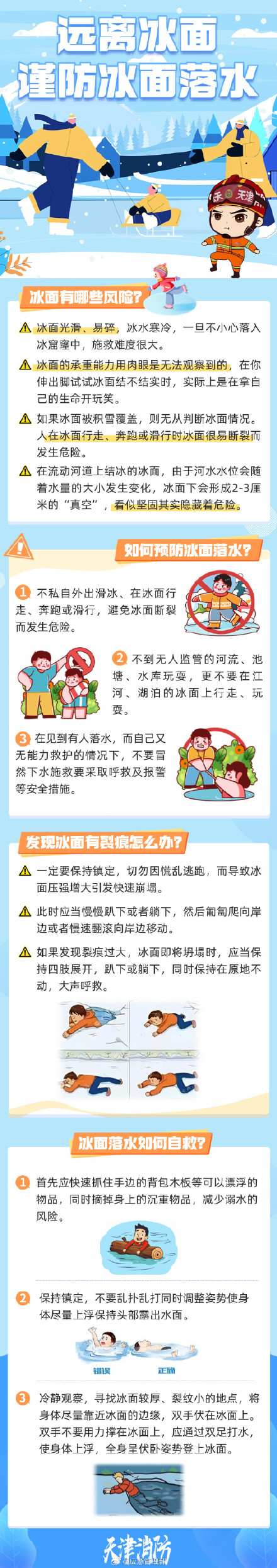 远离冰面 谨防冰面落水