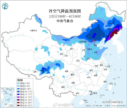 寒潮开始影响中东部 东北江南等多地降温将超12℃
