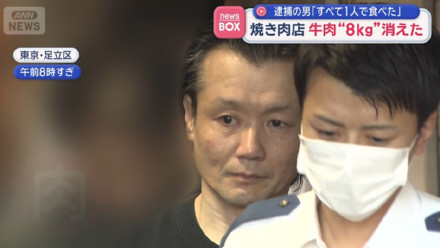 日本男子偷16斤牛肉全吃光被抓