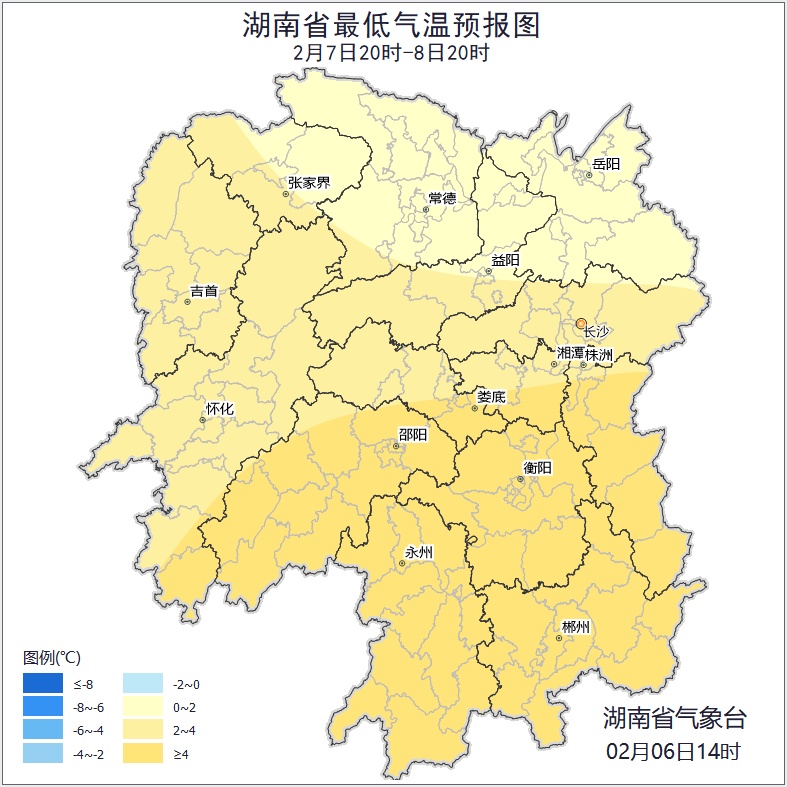 寒潮蓝色预警持续生效！湖南部分地区有雨夹雪或冻雨