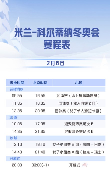 冬奥会丨今日赛程