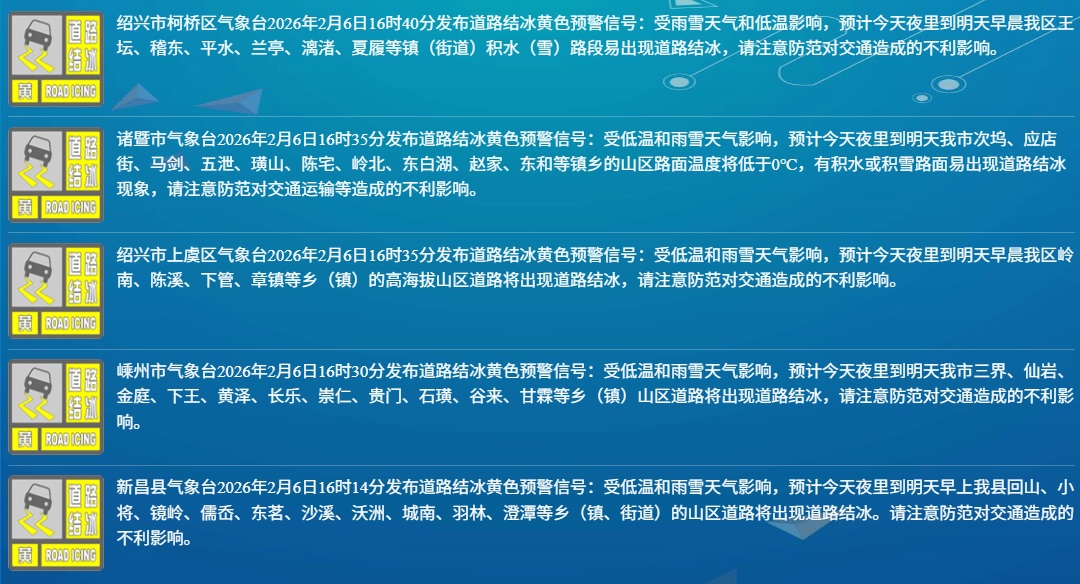 -8℃！多预警齐发！绍兴降雪进入最强时段