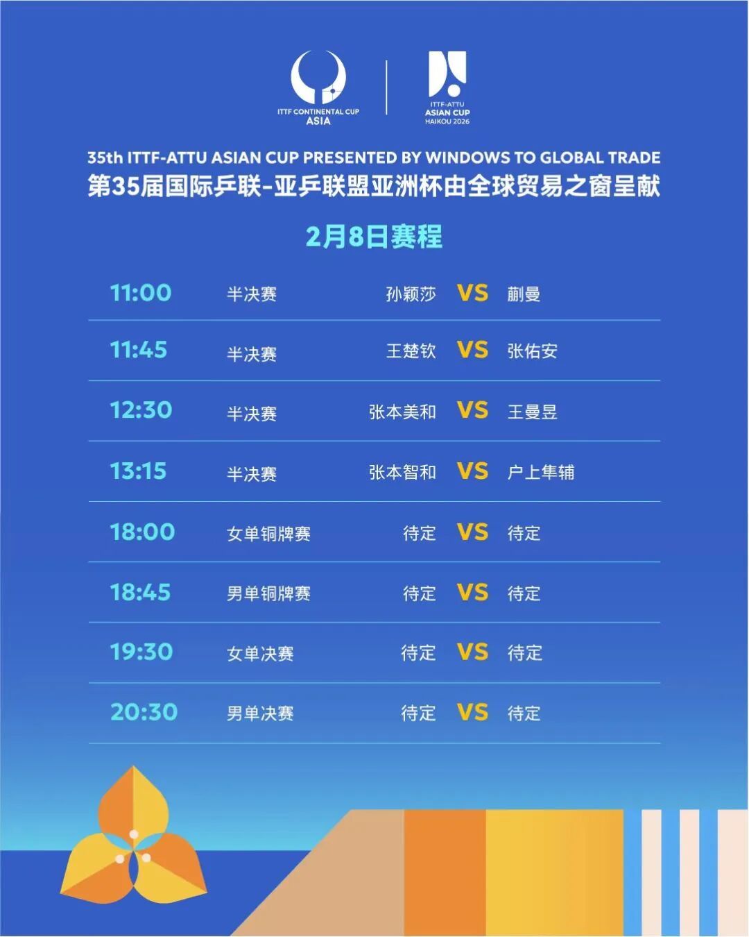 海口乒乓球亚洲杯冠军悬念今晚将揭晓！