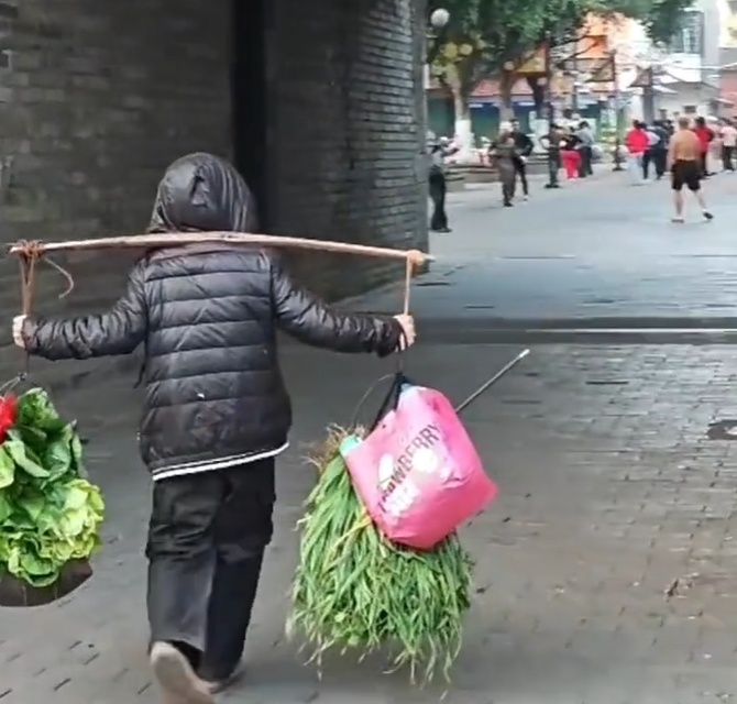 江西赣州“扁担少年”火了,清晨帮60多岁奶奶挑菜去菜市场卖 江西赣州“扁担少年”火了,清晨帮60多岁奶奶挑菜去菜市场卖