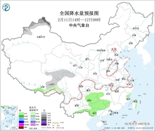 春运天气来了：新疆北部等地有较强降雪 江南等地多阴雨