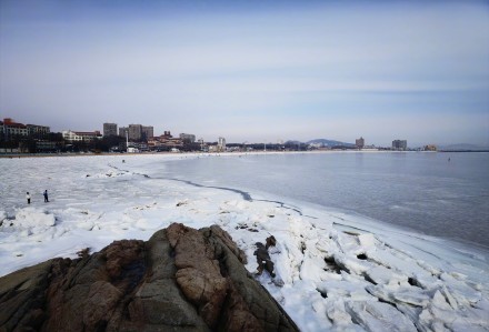 葫芦岛涌浪被定格为冰鳞 葫芦岛涌浪被定格为冰鳞