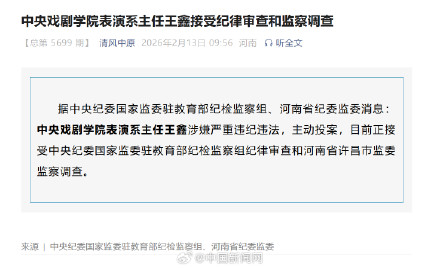 中戏表演系主任王鑫主动投案