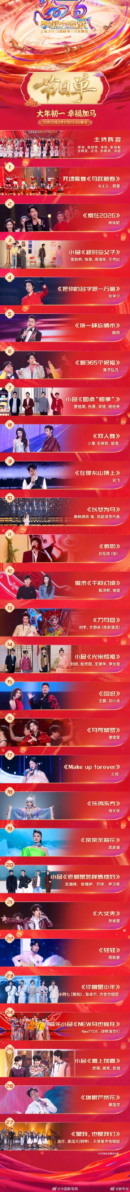 节目单来了！今晚看哪台卫视春晚？