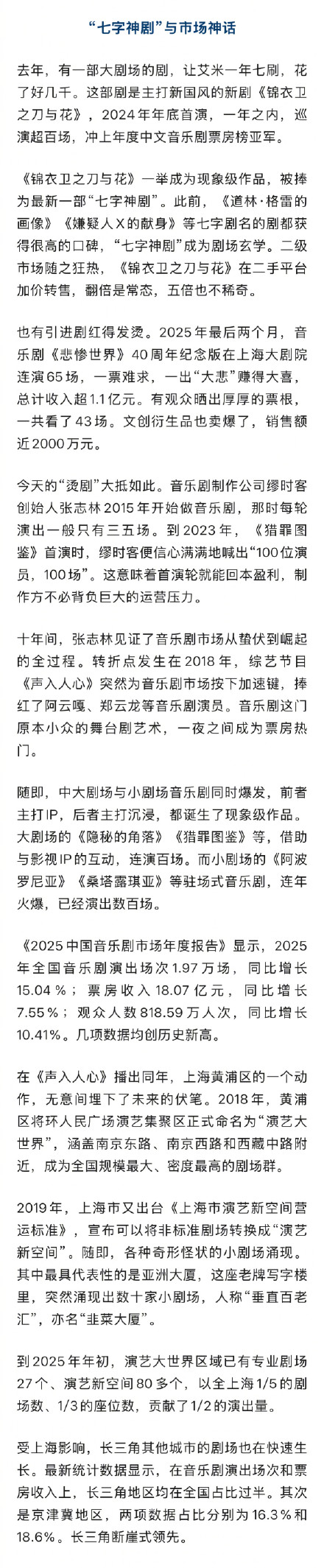 女生一年看123场音乐剧 花销达5万 女生一年看123场音乐剧 花销达5万