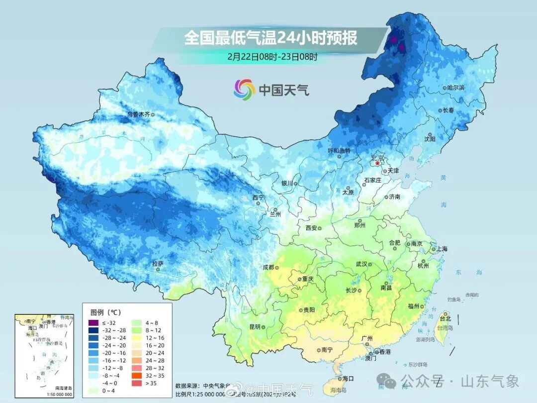 22日白天山东大风和降温天气持续，中南部地区伴有沙尘