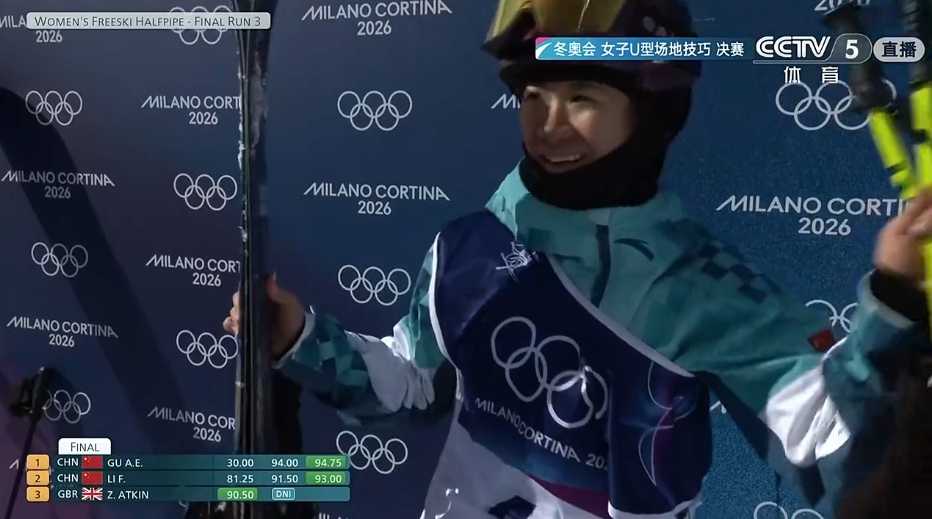 谷爱凌夺得米兰冬奥会女子U池金牌！李方慧摘银