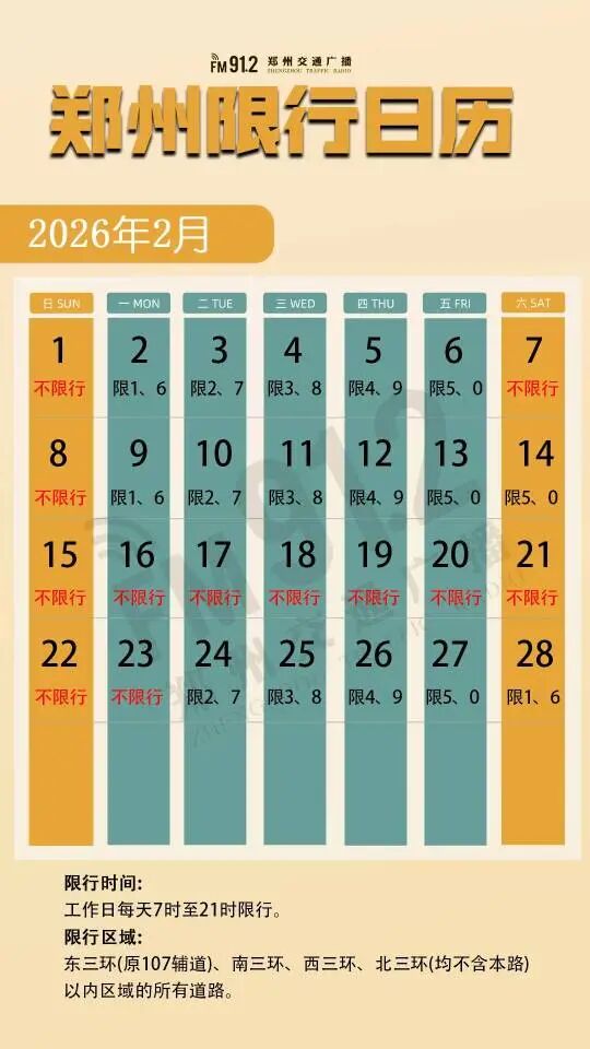 提醒！郑州本周限行尾号有调整