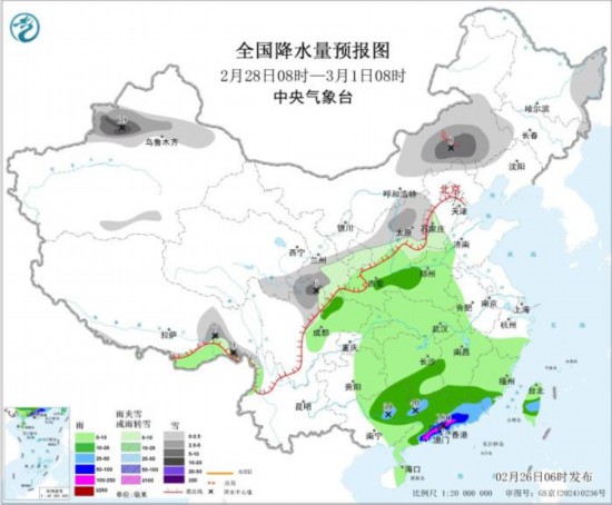 江南华南等地多降水 新疆华北中北部等地有降雪