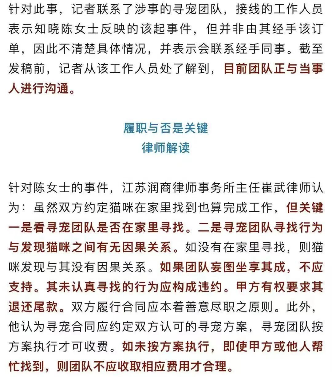 上海女子花8800元雇团队寻猫，结果物业发现就在屋内