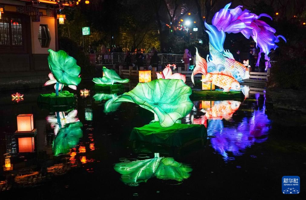 济南：泉水映彩灯 璀璨迎元宵