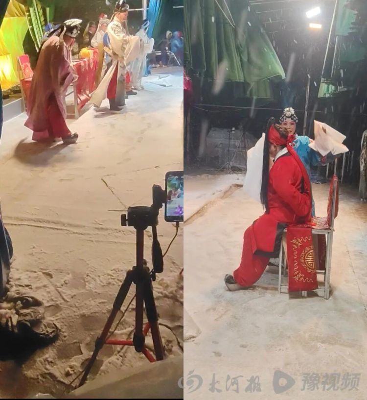 河南一豫剧团冒雪坚持演出2小时，台下观众寥寥，却有3万网友在线围观