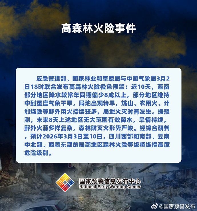 三部门发布高森林火险橙色预警