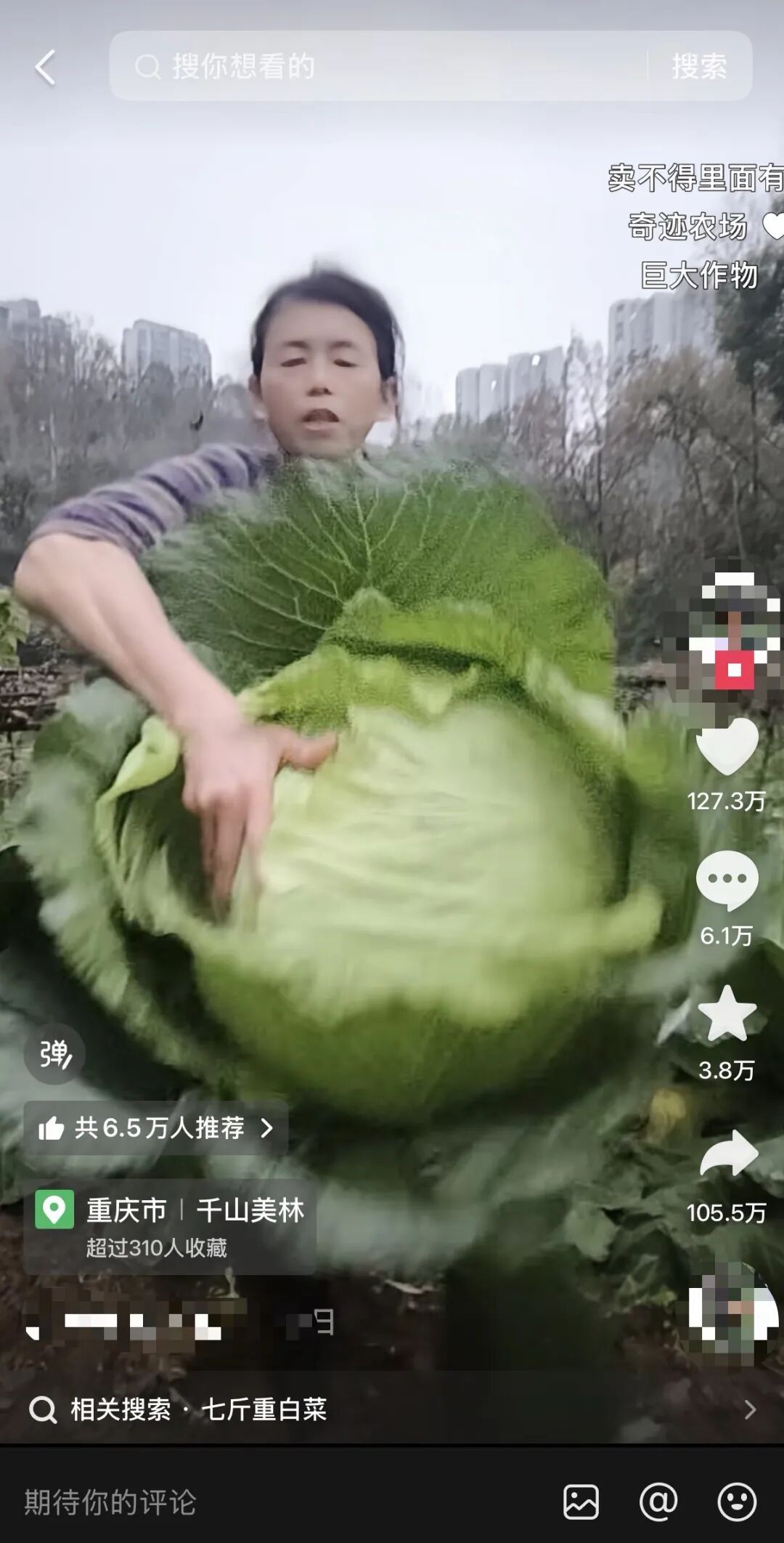 老辈子种菜“没轻没重”的……妈妈：“去摘一片菜叶来晚上炒着吃