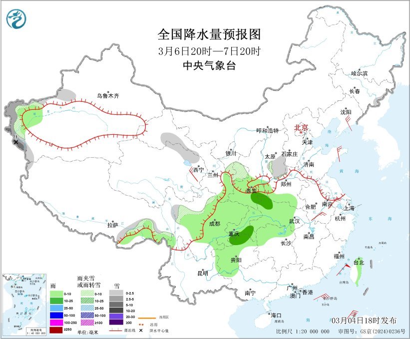 华北中北部东北地区南部有降雪