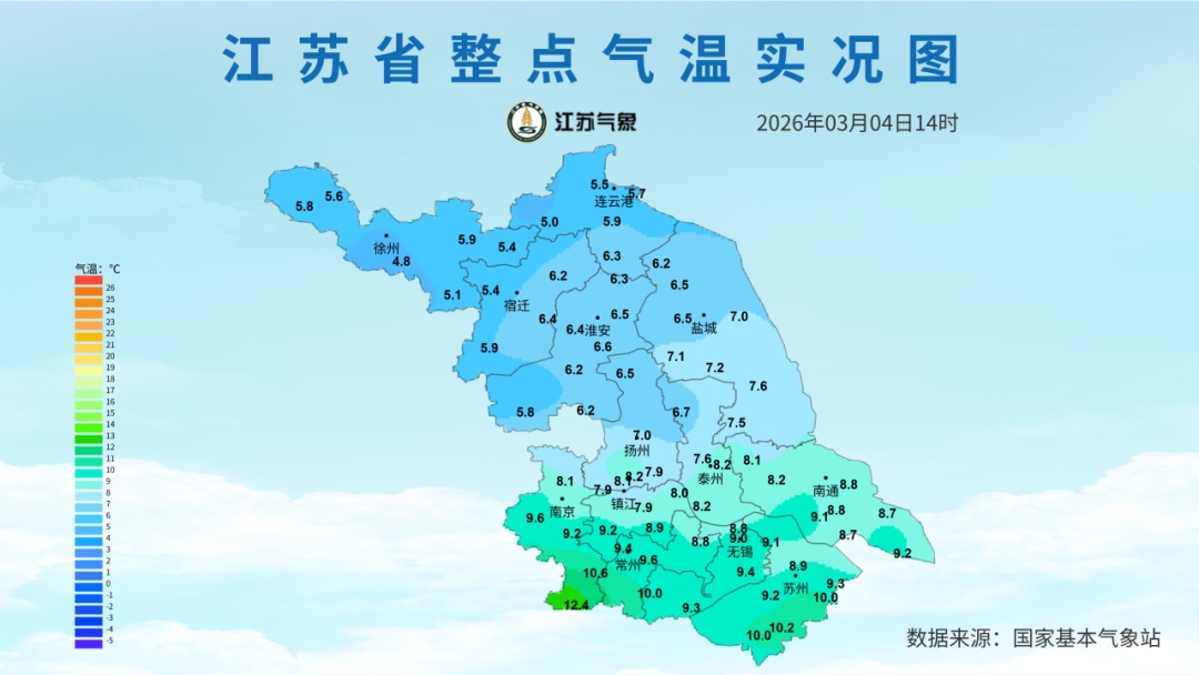 5-6日江苏部分地区仍有弱降水，阳光何时回归？请看→