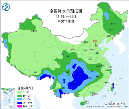 未来10天降雨区主要集中在西南地区