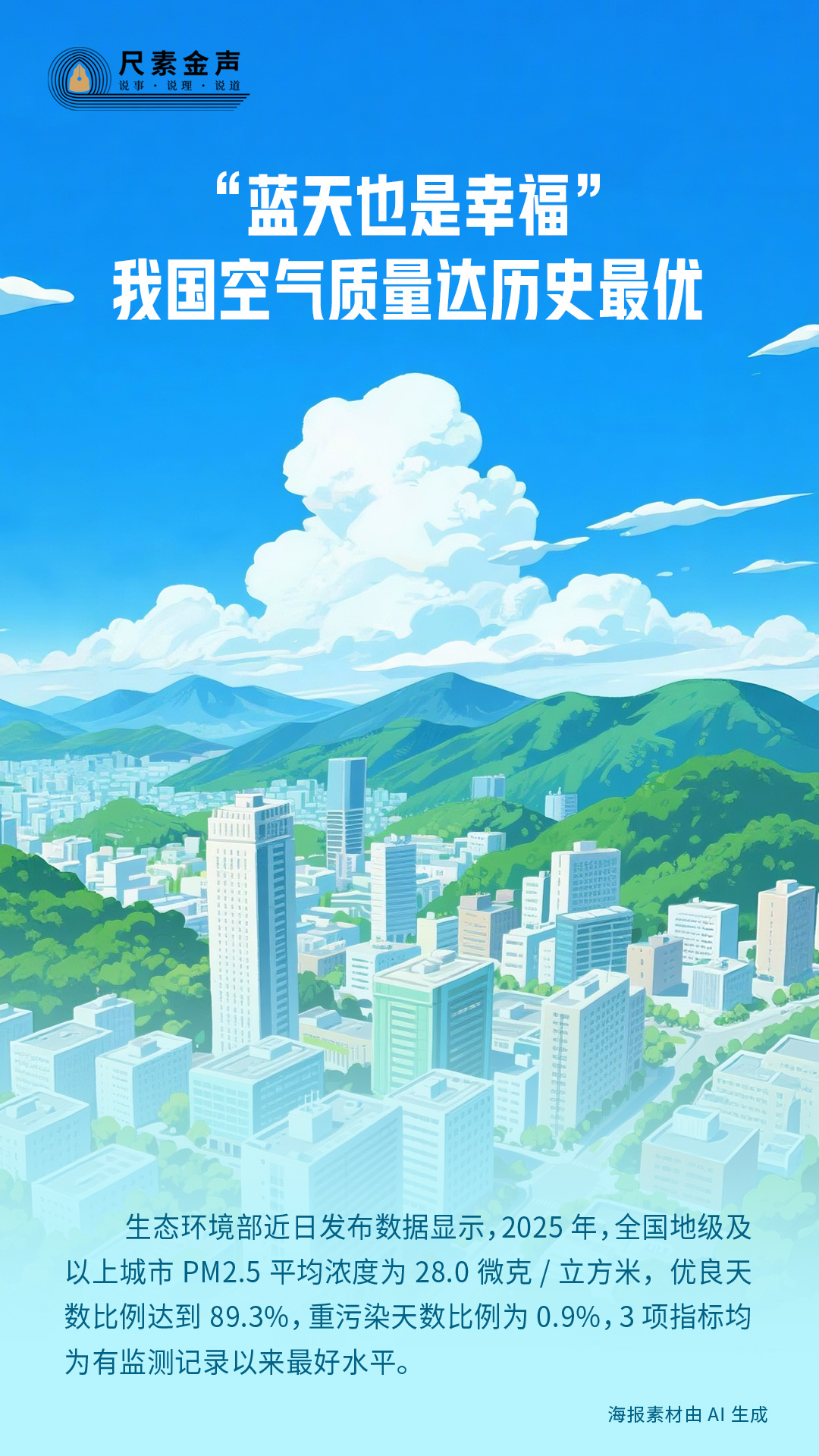 “蓝天也是幸福”，我国空气质量达历史最优