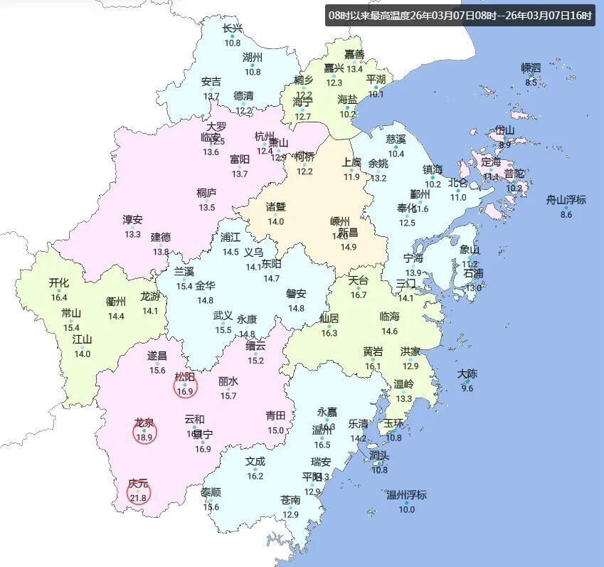 直冲21.8℃！浙江下周气温快速回升，迎来阳光大放送，新一轮降水马上到......