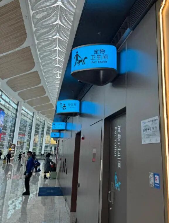 广州白云机场洗手间画着“人牵狗”标志，打开竟是宠物厕所！网友：第一次见，好评