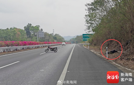 男子将摩托车横停在高速路中间后，躺在路边睡觉