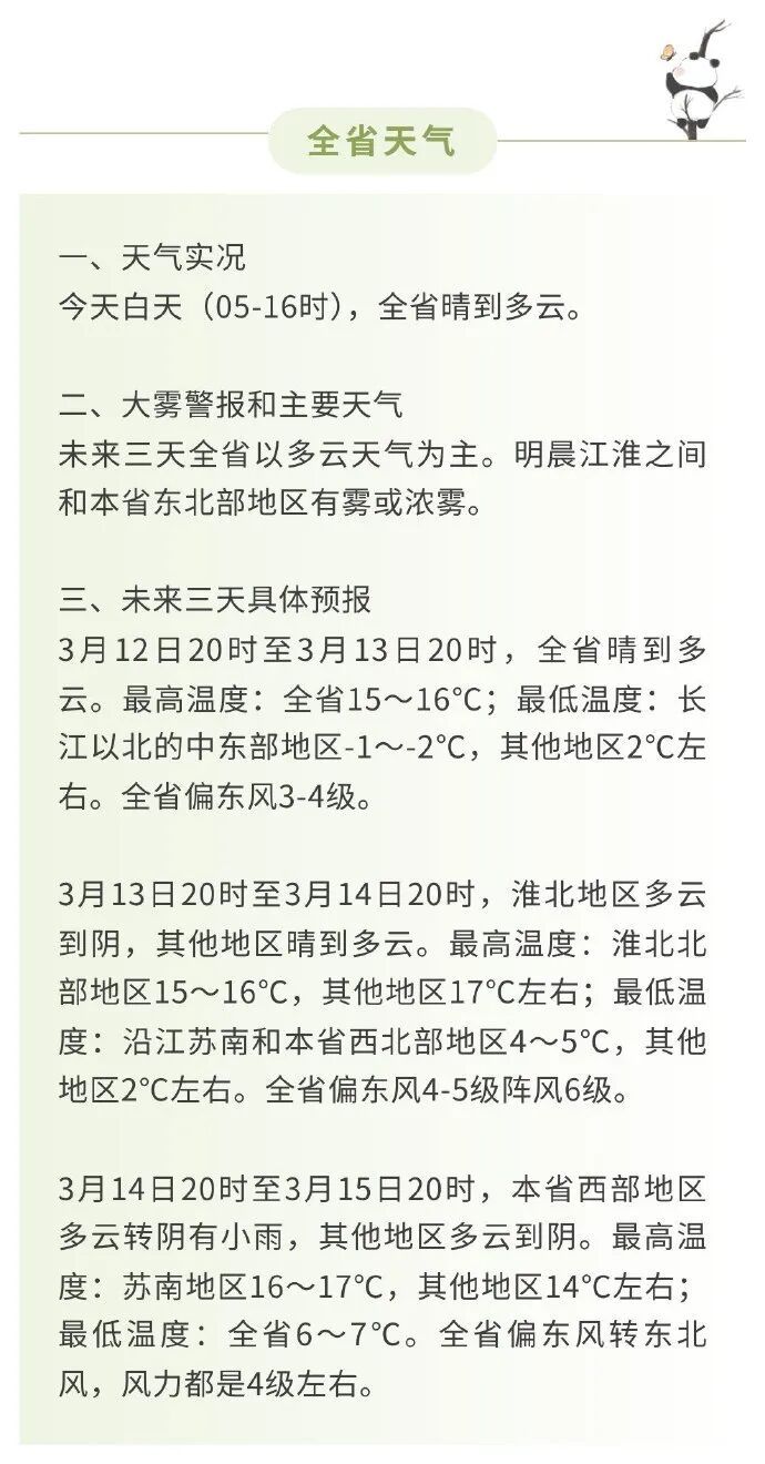 江苏发布大雾黄色预警