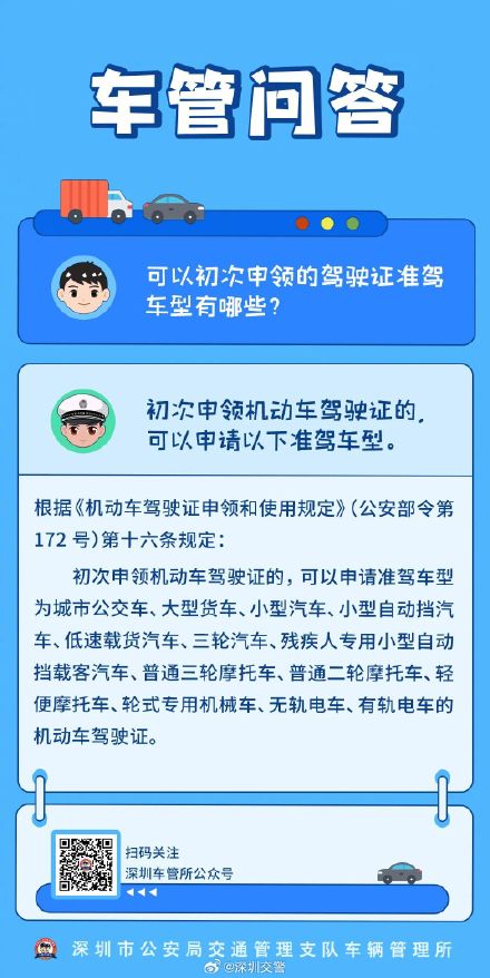 &nbsp;可以初次申领的驾驶证准驾车型有哪些？