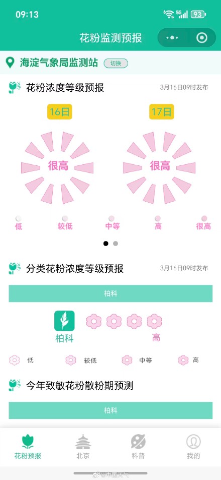 春季花粉过敏季提前到来