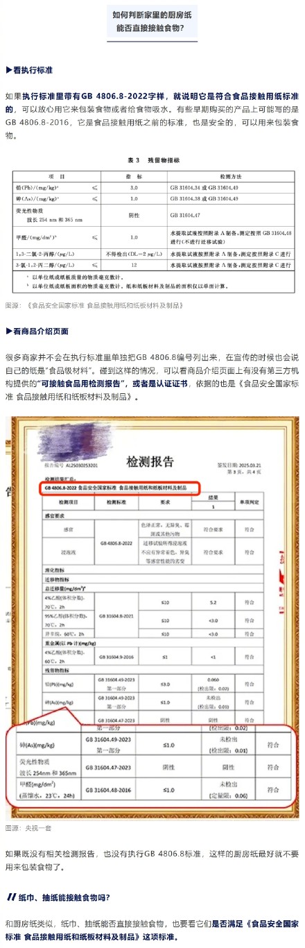 这种“厨房纸”不能直接接触食物 这种“厨房纸”不能直接接触食物