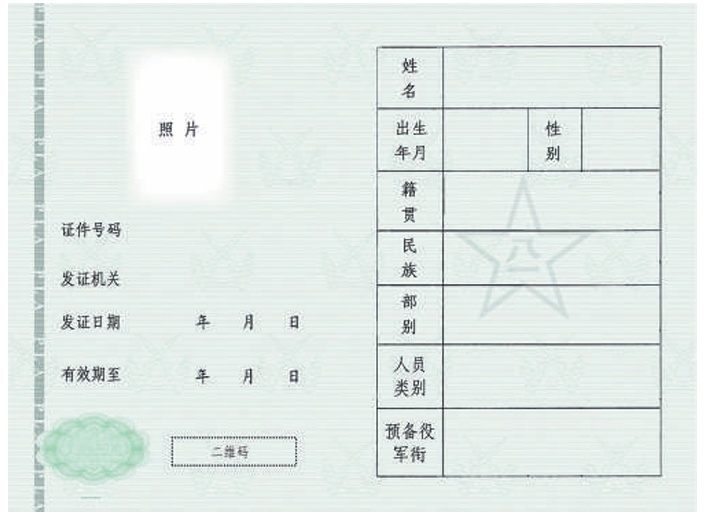 解放军预备役人员证，正式制发启用