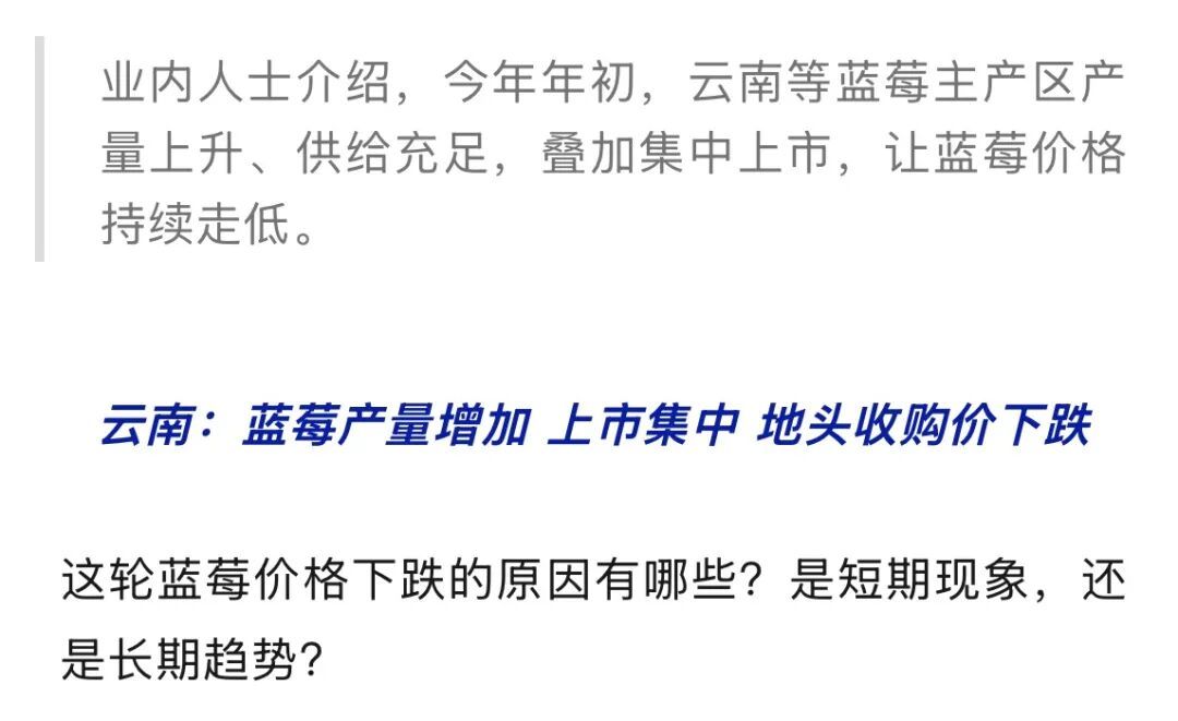 蓝莓价格显著下跌