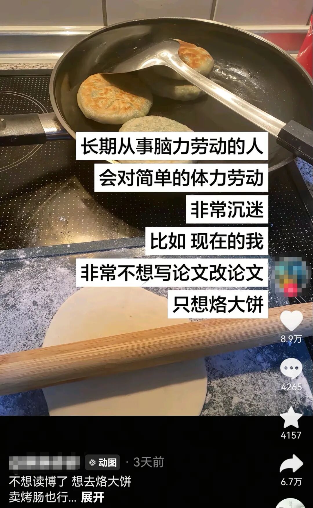 一旦开始写论文，我就想烙饼、熬酱，甚至是给草莓去黑头……