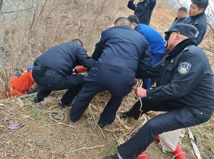 命悬“一线” ！青岛九旬老汉砍树枝踩空，被悬挂在水库岸边，紧急施救！